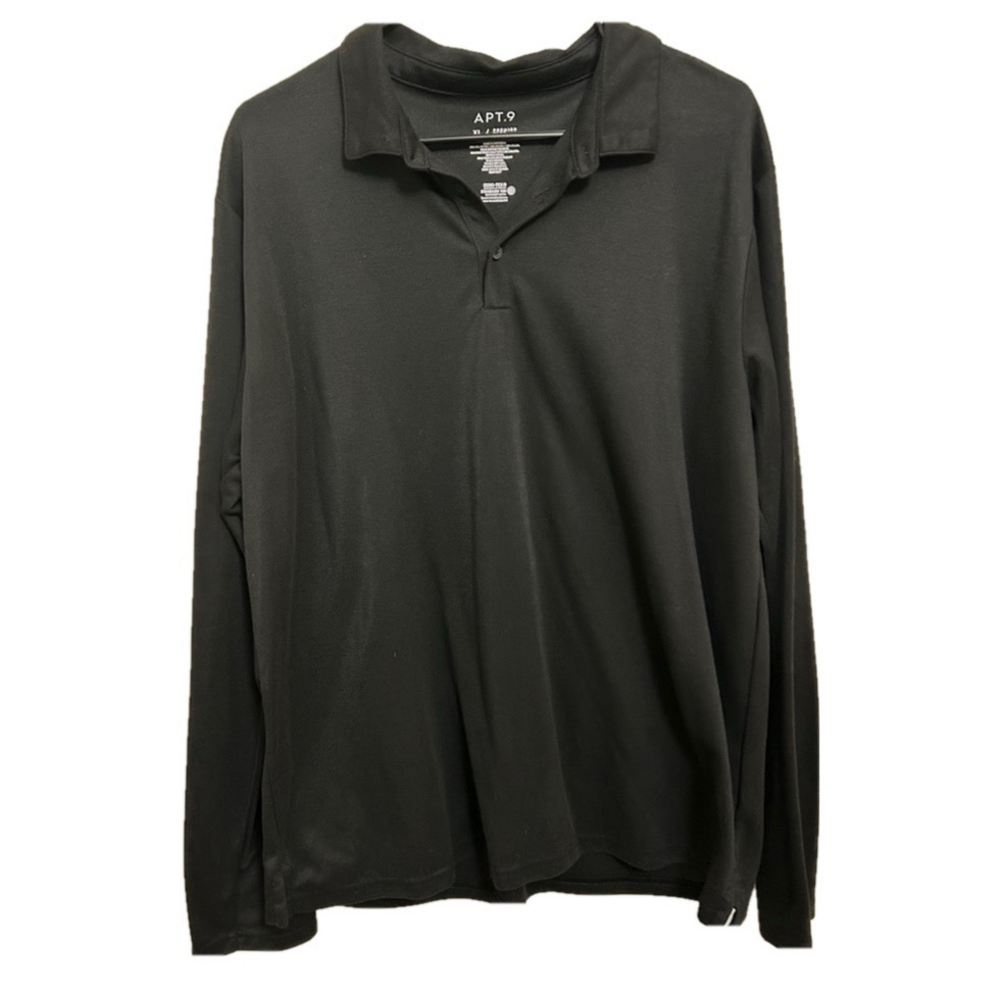 Men's Apt. 9 Polo Shirt XL Black Long Sleeve